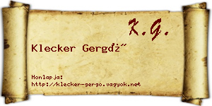 Klecker Gergő névjegykártya